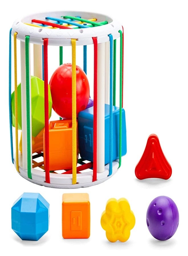 Kidology Baby Cylindrical Shape Sorting Toy | Montessori Sensory Toys with 6 Blocks Colorful Cube | Shape Sorting Bin with Elastic Bands Fine Motor Skill Early Learning Preschool Educational - Image 1
